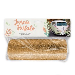 ROULEAU DE TULLE OR 15 CM X 9M GLITTER