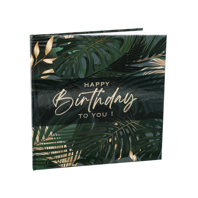 LIVRE D'OR BIRTHDAY JUNGLE VERT ET OR 24 X 24 CM LIVRE D'OR BIRTHDAY JUNGLE VERT ET OR 24 X 24 CM