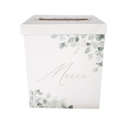 URNE JARDIN BOTANIQUE VERT SAUGE  ET BLANC 21 X 21 X 25 CM 