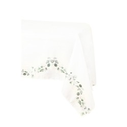 NAPPE JARDIN BOTANIQUE VERT SAUGE ET BLANC 145 CM X 240 CM