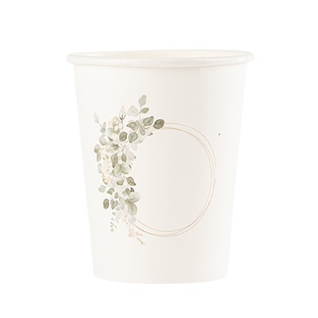 8 GOBELETS  JARDIN BOTANIQUE VERT SAUGE ET BLANC 255 ML
