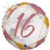 BALLON METALLIQUE ROND MARBLE MATE ROSE 16 ANS 46 CM 