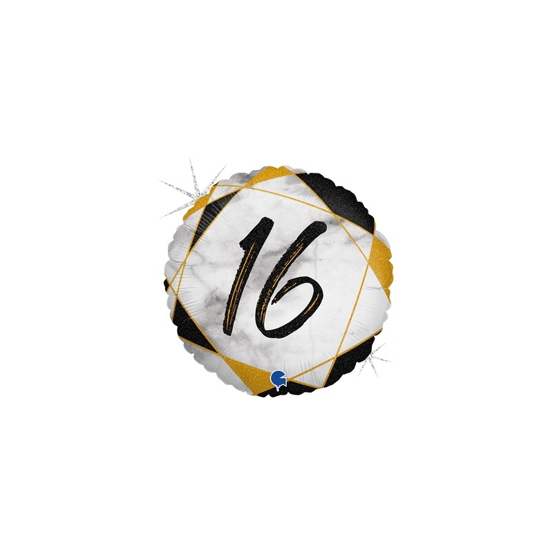 BALLON METALLIQUE ROND MARBLE MATE NOIR 16 ANS 46 CM BALLON METALLIQUE ROND MARBLE MATE NOIR 16 ANS 46 CM