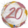BALLON METALLIQUE ROND MARBLE MATE ROSE 20 ANS 46 CM 