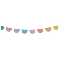 GUIRLANDE  PAVILLONS A FRANGES MULTICOLORES PASTEL 6 M