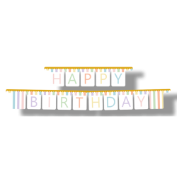 GUIRLANDE  HAPPY BIRTHDAY MULTICOLORES PASTEL 3 METRES