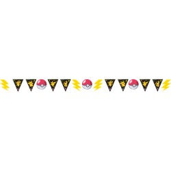 GUIRLANDE PAVILLON - ECLAIRS JAUNES - POKEBALL- POKEMON PIKACHU 3.3 M X 17.5 CM 