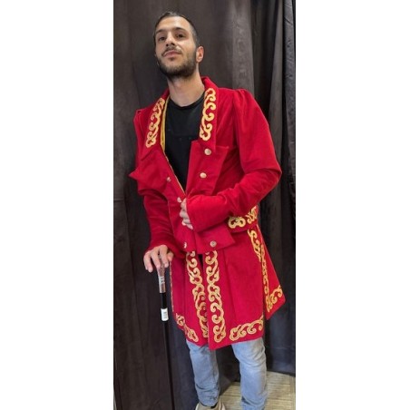 DEGUISEMENT VESTE DE MARQUIS ROUGE ET OR TAILLE M-L