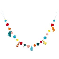 GUIRLANDE POMPOMS DE LAINE THEME MEXIQUE 125 CM
