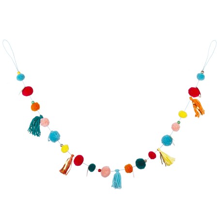 GUIRLANDE POMPOMS DE LAINE THEME MEXIQUE 125 CM