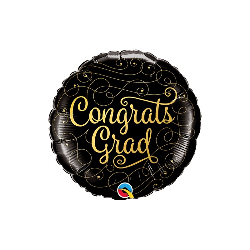 BALLON METALLIQUE ROND CONGRAT'S GRAD LAUREAT NOIR ET OR 46 CM BALLON METALLIQUE ROND CONGRAT'S GRAD LAUREAT NOIR ET OR 46 CM