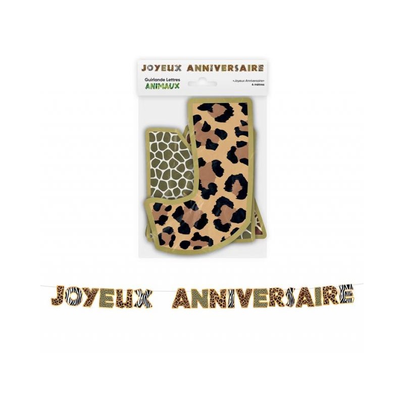 GUIRLANDE LETTRES JOYEUX ANNIVERSAIRE ANIMAUX DE LA JUNGLE 4 M GUIRLANDE LETTRES JOYEUX ANNIVERSAIRE ANIMAUX DE LA JUNGLE 4 M