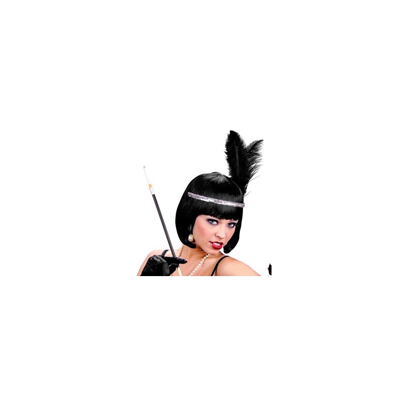 BANDEAU ARGENTE AVEC PLUMES NOIR BANDEAU ARGENTE AVEC PLUMES NOIR