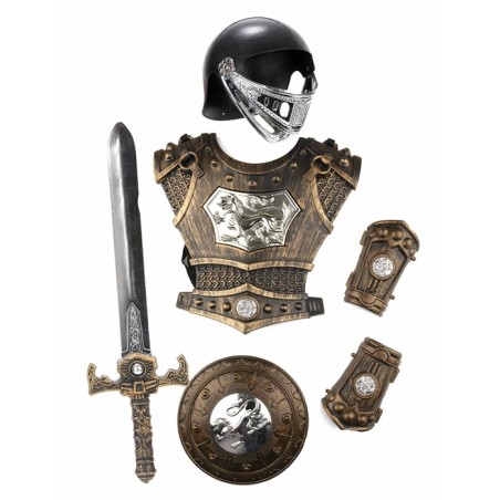KIT CHEVALIER ENFANT CASQUE ARMURE EPEE BOUCLIER POIGNET DE FORCE