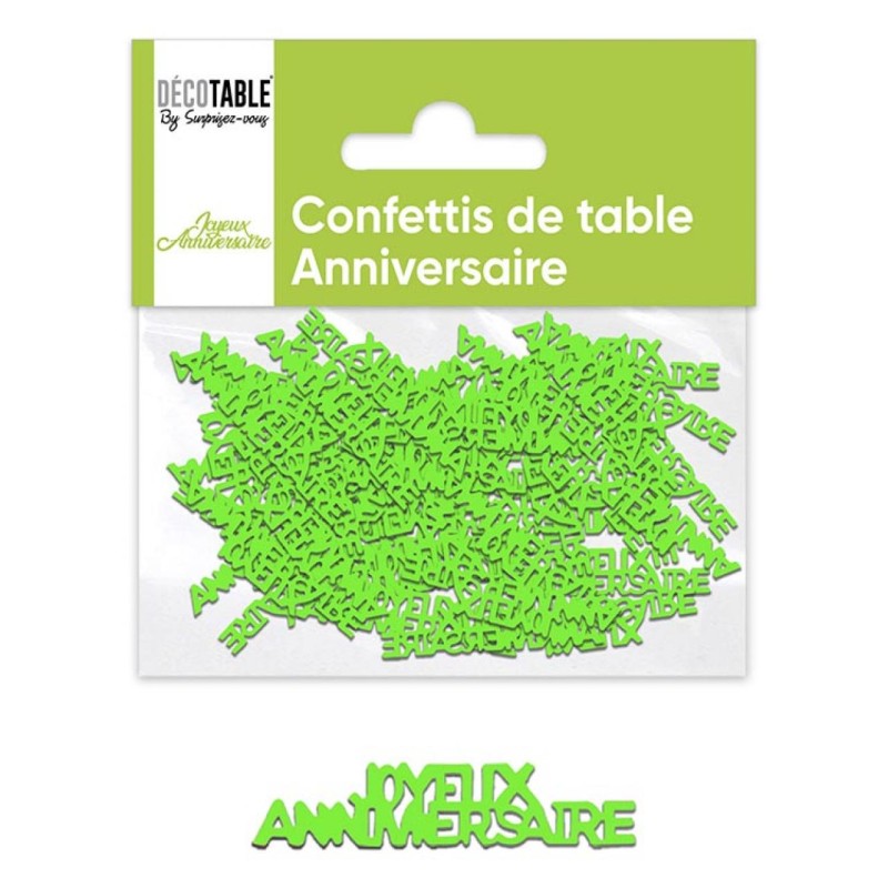 CONFETTIS DE TABLE JOYEUX ANNIVERSAIRE VERT CONFETTIS DE TABLE JOYEUX ANNIVERSAIRE VERT