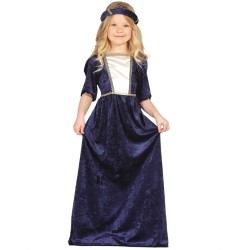 DEGUISEMENT ENFANT DAME MEDIEVALE BLEUE TAILLE 5-6 ANS
