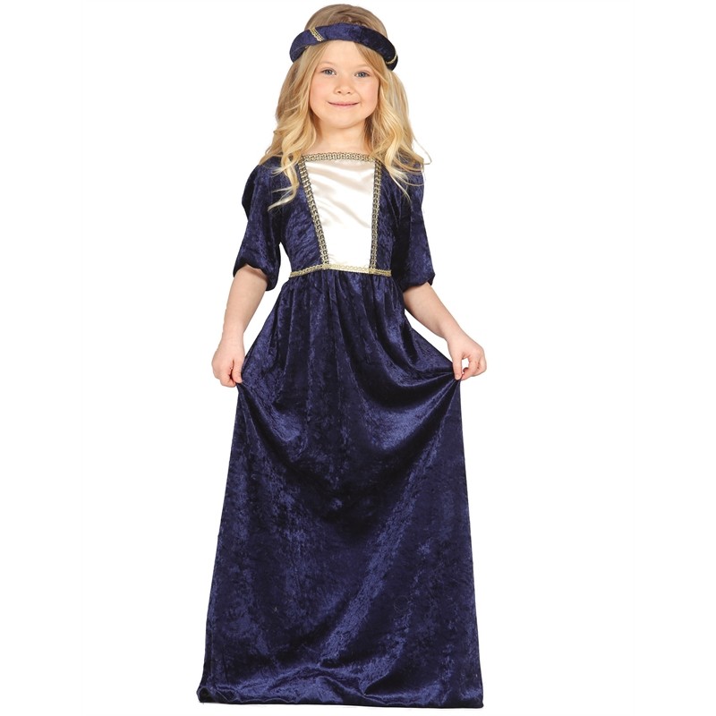 DEGUISEMENT ENFANT DAME MEDIEVALE BLEUE TAILLE 5-6 ANS