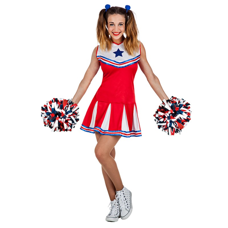 DEGUISEMENT POMPOM GIRL ROUGE ET BLEU TAILLE M-L DEGUISEMENT POMPOM GIRL ROUGE ET BLEU TAILLE M-L