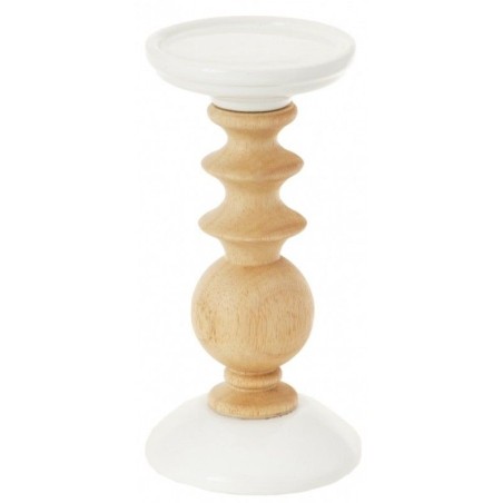 CHANDELIER BOIS NATUREL CERAMIQUE BLANC 