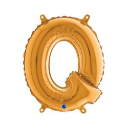 BALLON METALLIQUE LETTRE Q OR 35 CM