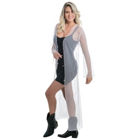 DEGUISEMENT LONGUE VESTE SUMMER FESTIVAL BLANCHE A PAILLETTE 