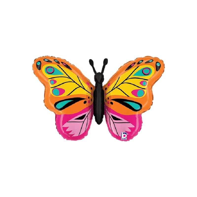 BALLON METALLIQUE PAPILLONS MULTICOLORE 61 CM 