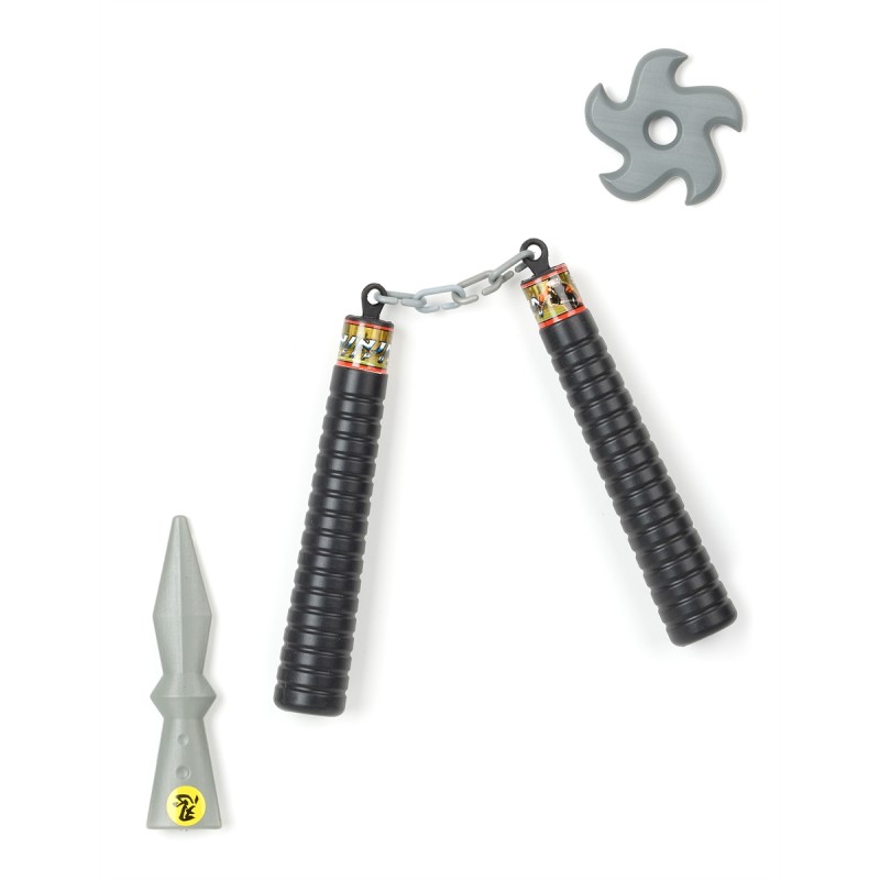 SET NUNCHAKU ETOILE ET POIGNARD DE NINJA EN PLASTIQUE SET NUNCHAKU ETOILE ET POIGNARD DE NINJA EN PLASTIQUE