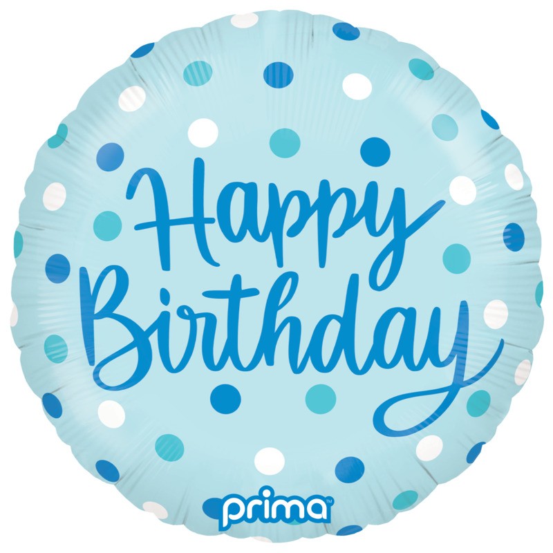 BALLON METALLIQUE ROND BLEU HAPPY BIRTHDAY 46 CM BALLON METALLIQUE ROND BLEU HAPPY BIRTHDAY 46 CM