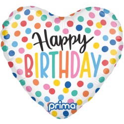 1 BALLON METALLIQUE COEUR MULTICOLORE HAPPY BIRTHDAY 23 CM 