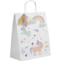 6 SACS CADEAU A  BONBON LICORNE 20 X 27 CM 