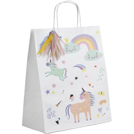 6 SACS CADEAU A  BONBON LICORNE 20 X 27 CM 