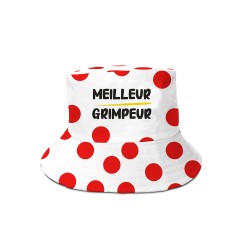 CHAPEAU BOB ANNEES 80-90 MEILLEUR GRIMPEUR BLANC POIS ROUGE