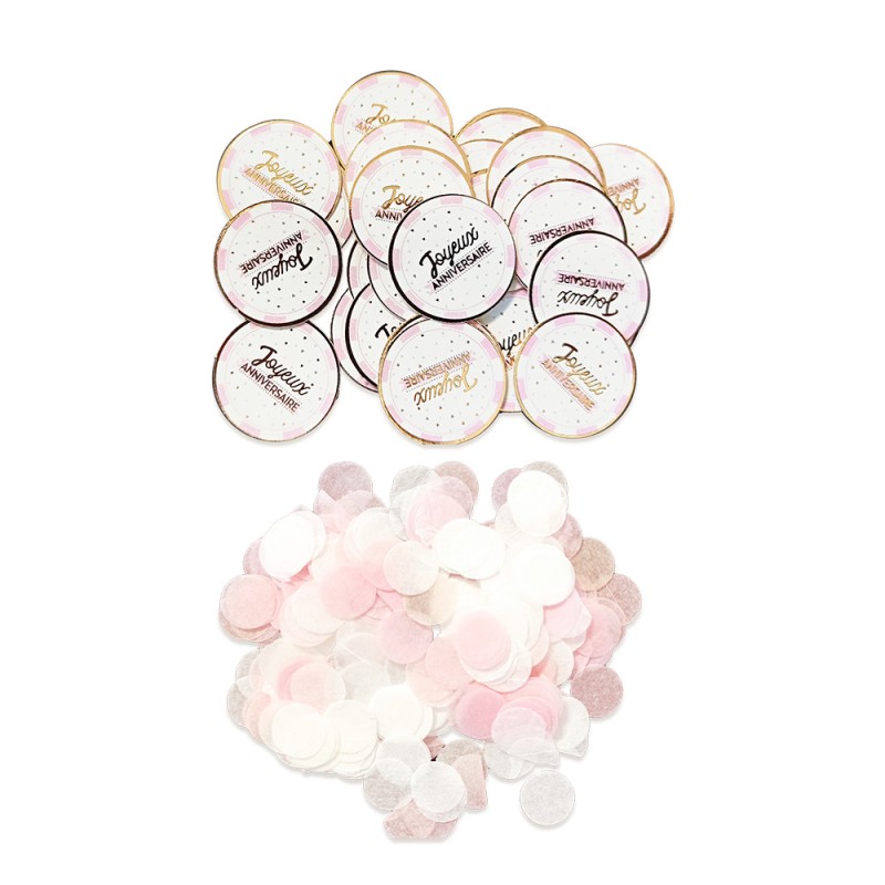 CONFETTIS DE TABLE ROSE ET BLANC JOYEUX ANNIVERSAIRE CONFETTIS DE TABLE ROSE ET BLANC JOYEUX ANNIVERSAIRE