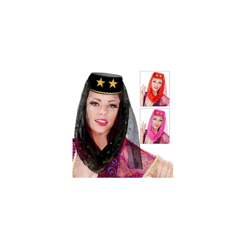 CHAPEAU ORIENTAl ROUGE DE HAREM AVEC VOILE CHAPEAU ORIENTAl ROUGE DE HAREM AVEC VOILE