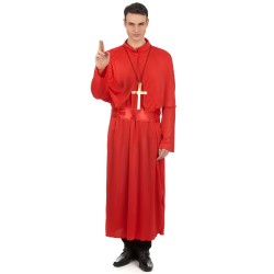 DEGUISEMENT PRETRE ROUGE OU CARDINAL TAILLE UNIQUE