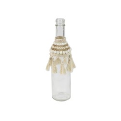 BOUTEILLE VERRE COQUILLAGE ET POMPOM 