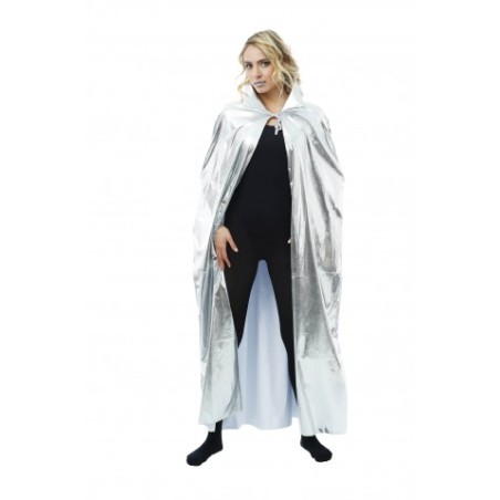 CAPE ARGENT AVEC COL 135 CM 