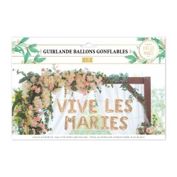 GUIRLANDE VIVE LES MARIES GONFLABLE EN OR