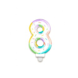 BOUGIE CHIFFRE 8 MULTICOLORE PASTEL 8 CM