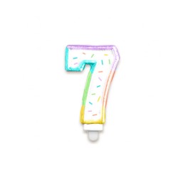 BOUGIE CHIFFRE 7 MULTICOLORE PASTEL 8 CM