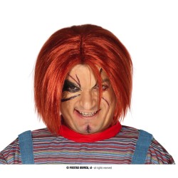 PERRUQUE HOMME POUPEE CHUCKY  ASSASSIN CHEVEUX MI LONG ROUX 