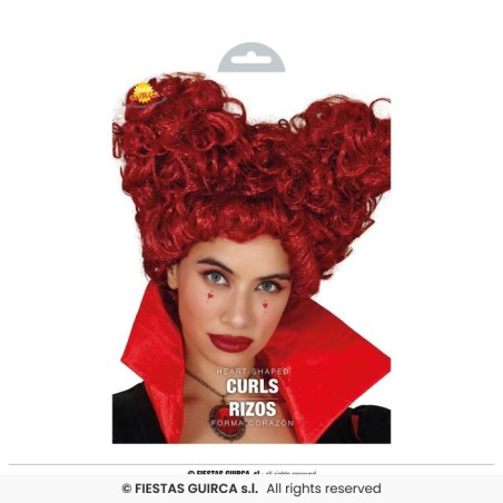 PERRUQUE DAME DE COEUR CHEVEUX ROUX FRISES