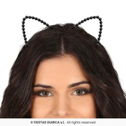 SERRE-TETE METALLIQUE CHAT NOIR AVEC STRASS 