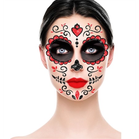 BIJOUX OU STICKER DE VISAGE JOUR DES MORTS OU CATRINA