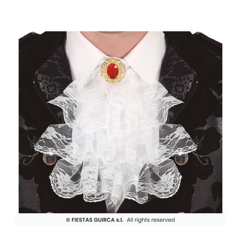 JABOT BLANC AVEC PIERRE ROUGE JABOT BLANC AVEC PIERRE ROUGE