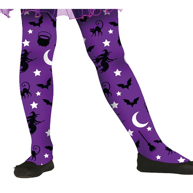 COLLANT SORCIERE FILLE 3-6 ANS VIOLET IMPRIMES