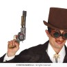 REVOLVER STEAMPUNK ARGENT ET OR VIEILLI 30 CM