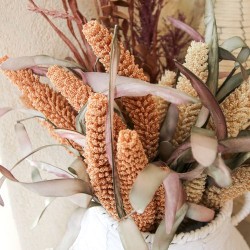 BOUQUET D'EPIS DE MILLETET FEUILLES SAFRAN 50 CM