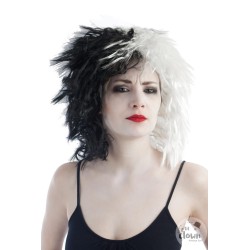 PERRUQUE NOIRE ET BLANCHE FEMME CRUELLE EBOURIFFEE