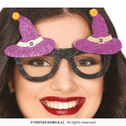 LUNETTES CHAPEAU DE SORCIERE HALLOWEEN VIOLETTES